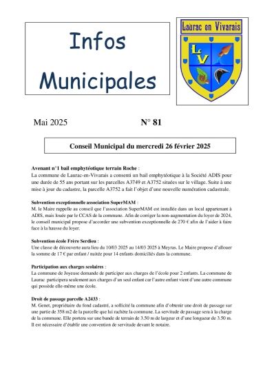 INFOS MUNICIPALES N°81