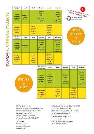 PLANNING DE COLLECTE