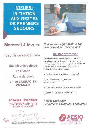 ATELIER INITIATION AUX GESTES DE PREMIERS SECOURS