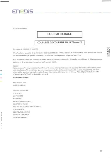 LE 23/03 COUPURE DE COURANT