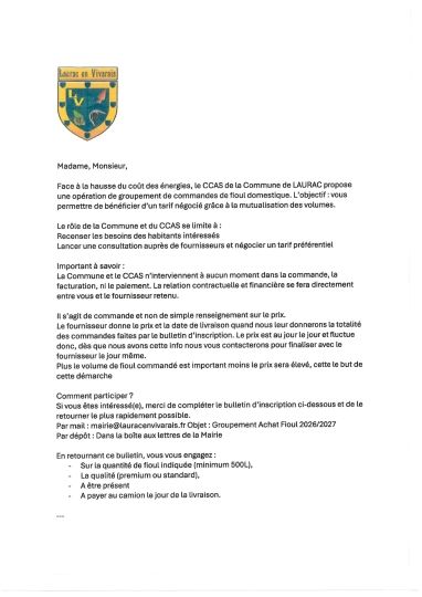 CCAS - OPERATION GROUPEMENT DE COMMANDES DE FIOUL DOMESTIQUE